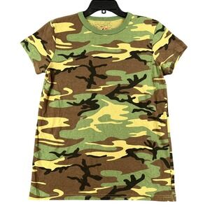 Rothco Camo T-Shirt Womens L Short Sleeve Woodland Pattern Casual Outdoor Wear